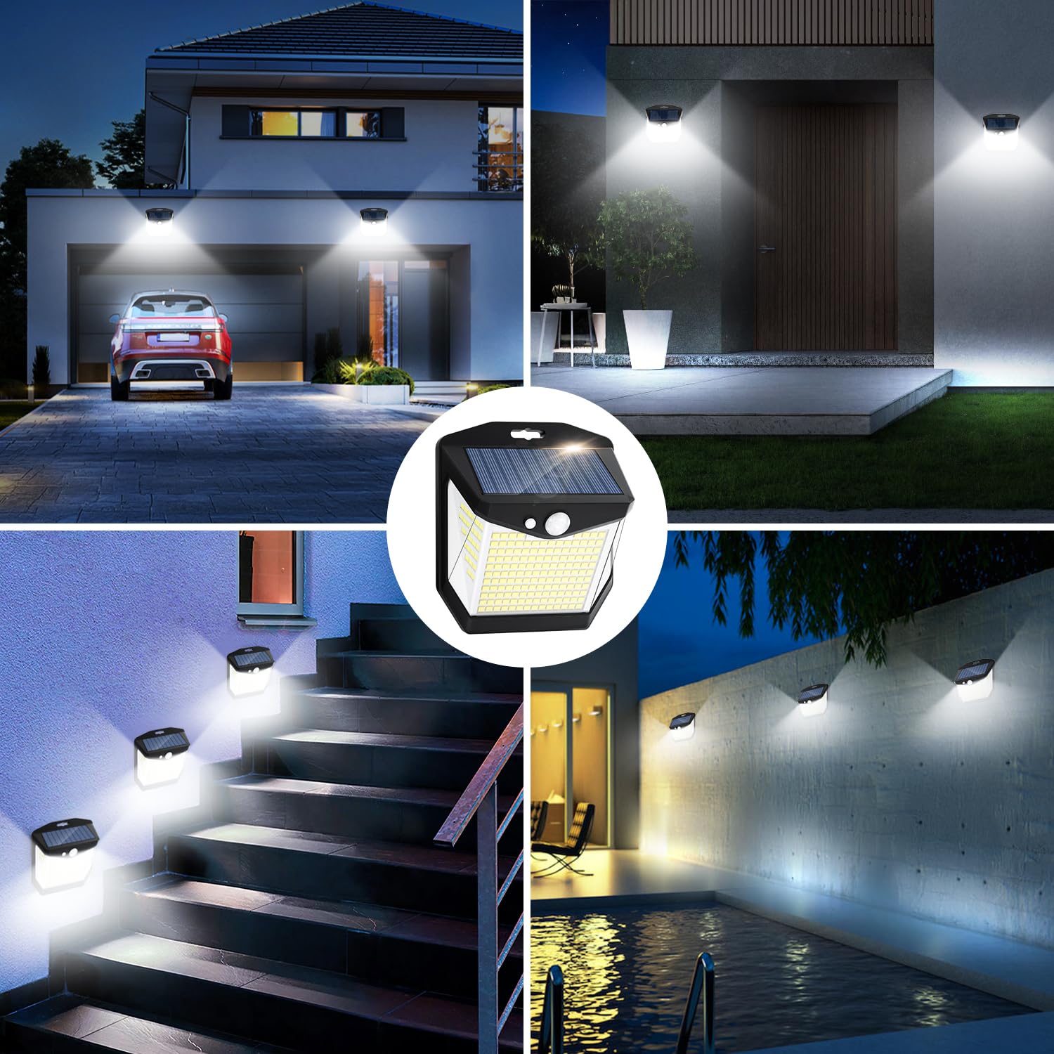 Solar Luz LED Exterior Movimiento - 248 LED Luces Solares 6 Paquete IP65 Impermeable Sensor de Movimiento 270° Foco Solar Exteriores Lampara Aplique Solares Potente para con Iluminacion Terraza jardín