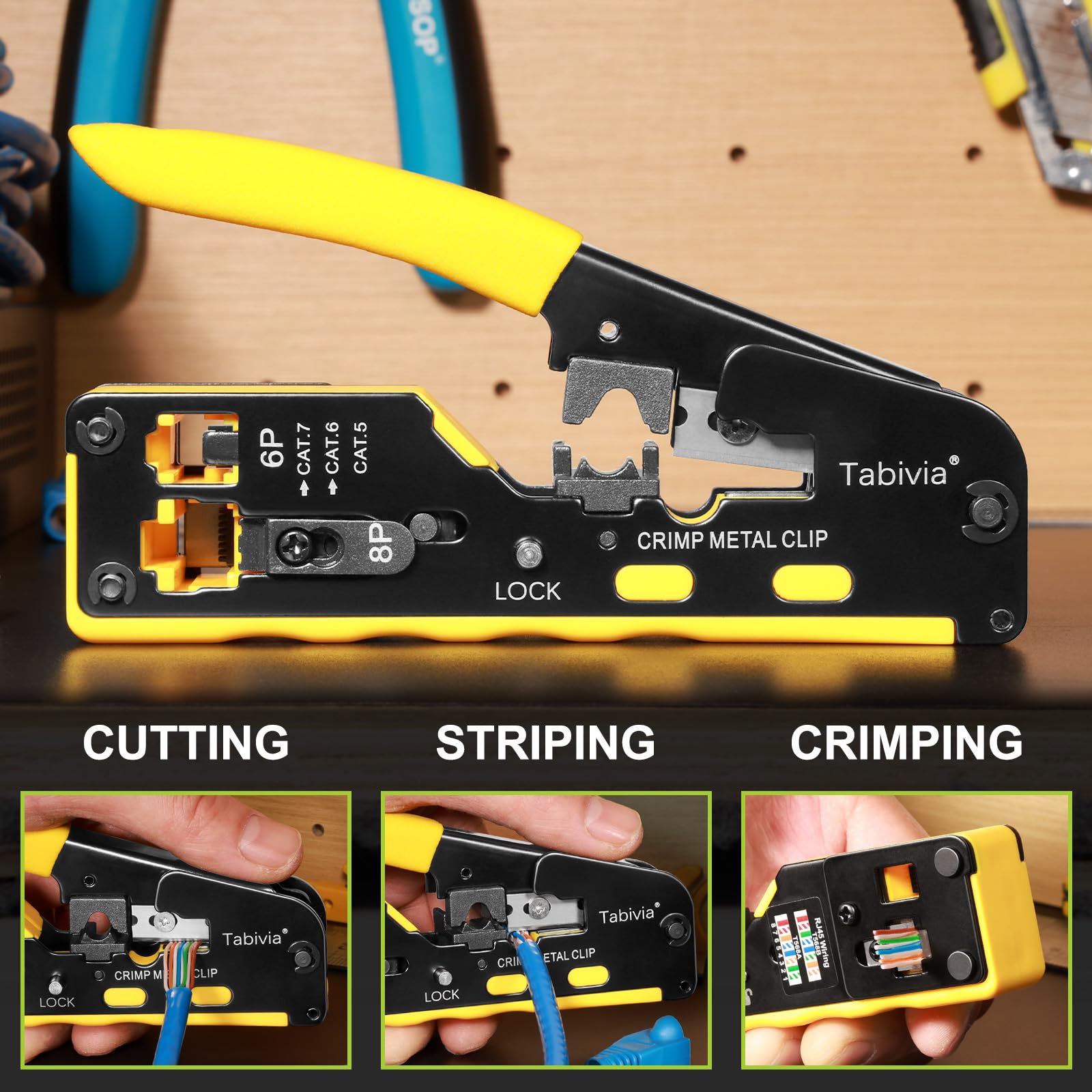 Kit de herramientas de crimpado RJ45, kit de herramientas de crimpado Ethernet Cat6 Cat5