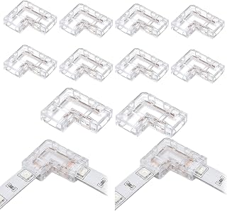 2핀 8mm Cob LED 스트립 커넥터 10개, LED 코너 커넥터, L 모양 투명 납땜 없는 LED 스트립 코너 커넥터 COB/SMD LED 스트립 조명용