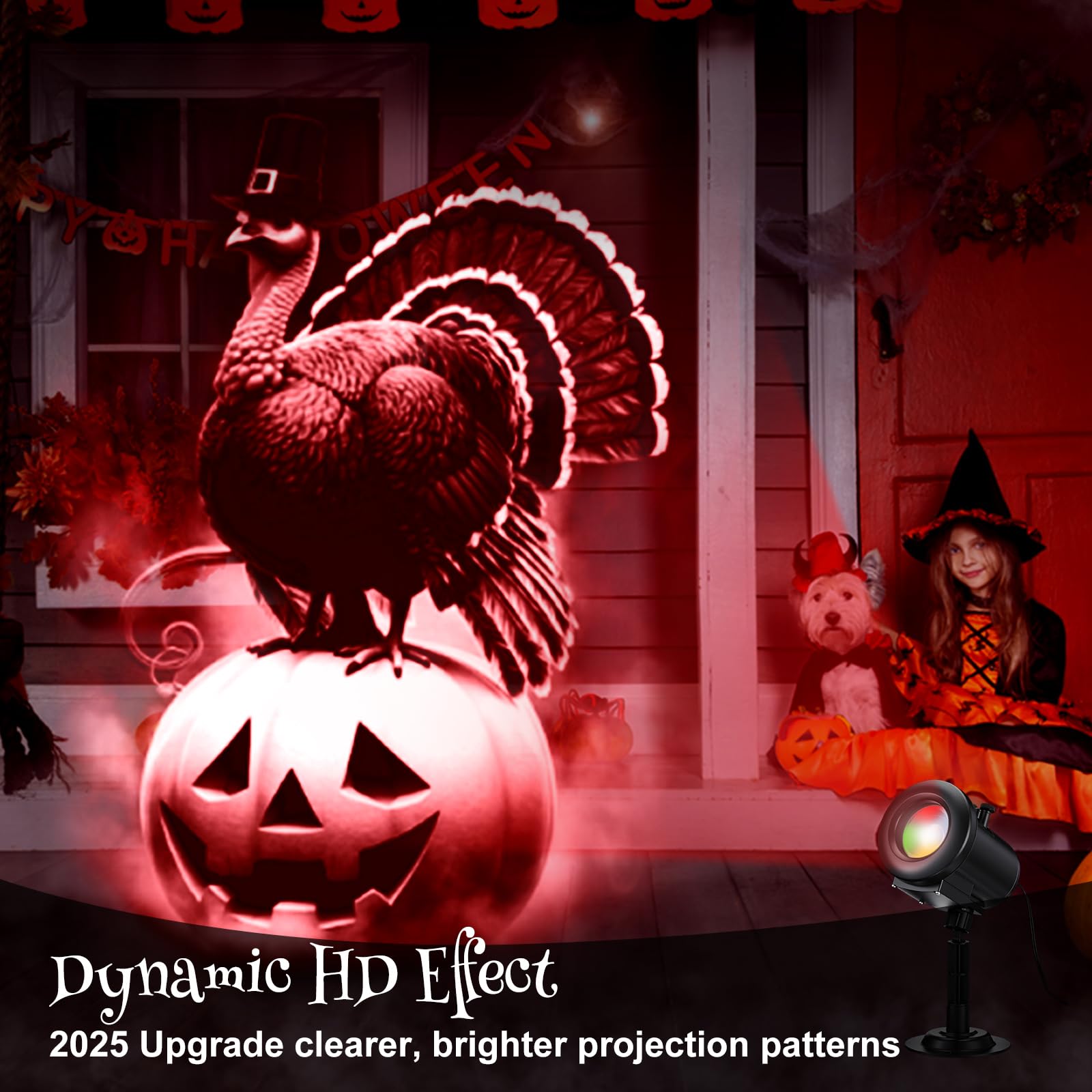 Weewooday Projektorlicht Halloween & Weihnachten - 12 HD Filme, 4 Farben, IP45 Wasserdicht