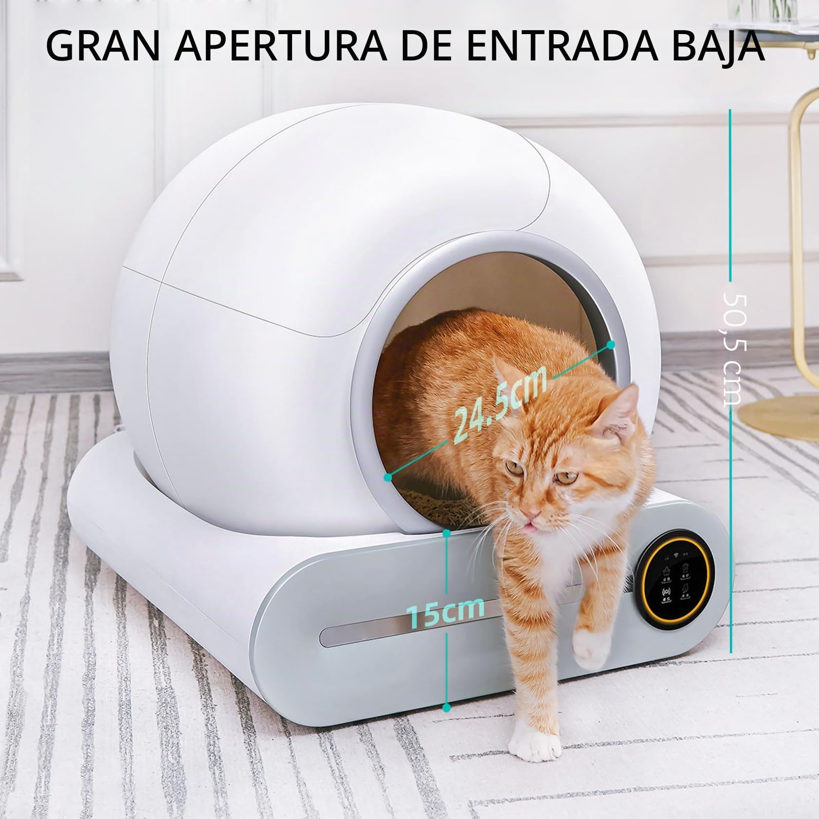 Arenero Gatos Autolimpiable, Arenero Automatico, 65L XXL | Desodorizante, Controlado por Aplicación, Cagadero Autolimpiable Grande, Adecuado para Varios Gatos