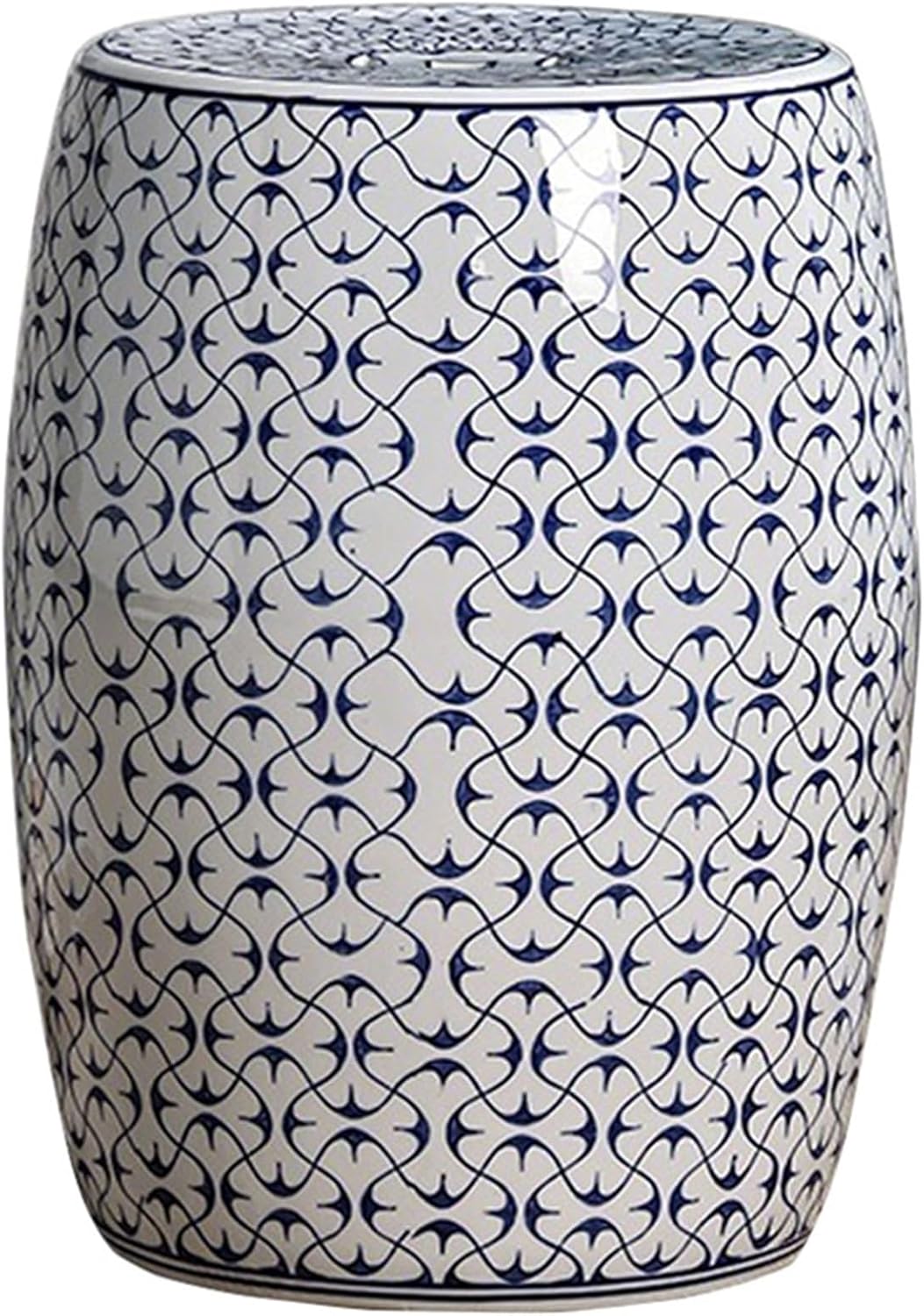 Drum Stool,Garden Stool, Decorative Ceramic Garden Stool, Glazed Hollow Hexagonal Celadon Shoe-Changing Stool Drum Stool, Suitable for Outdoor Garden, Living Room, Terrace, Etc.