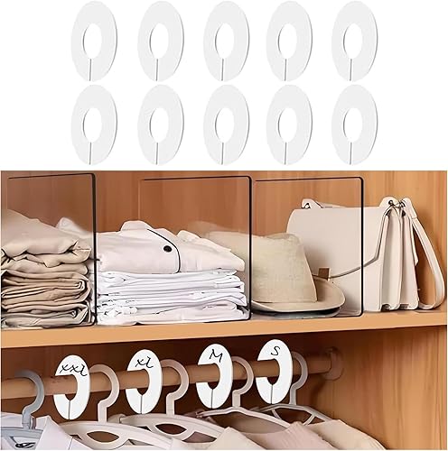 Paquete de 10 separadores de armario para colgar ropa, organizadores de armario de plástico duradero, perfectos para barras de armario, estantes de