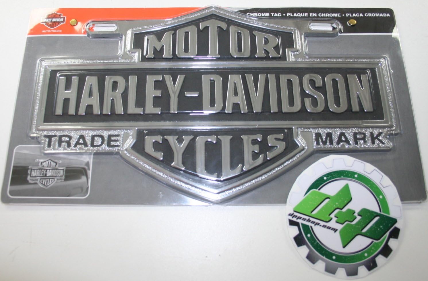 CHROMA Harley Davidson Chrome Tag Placa Placa Silueta Logo Negro
