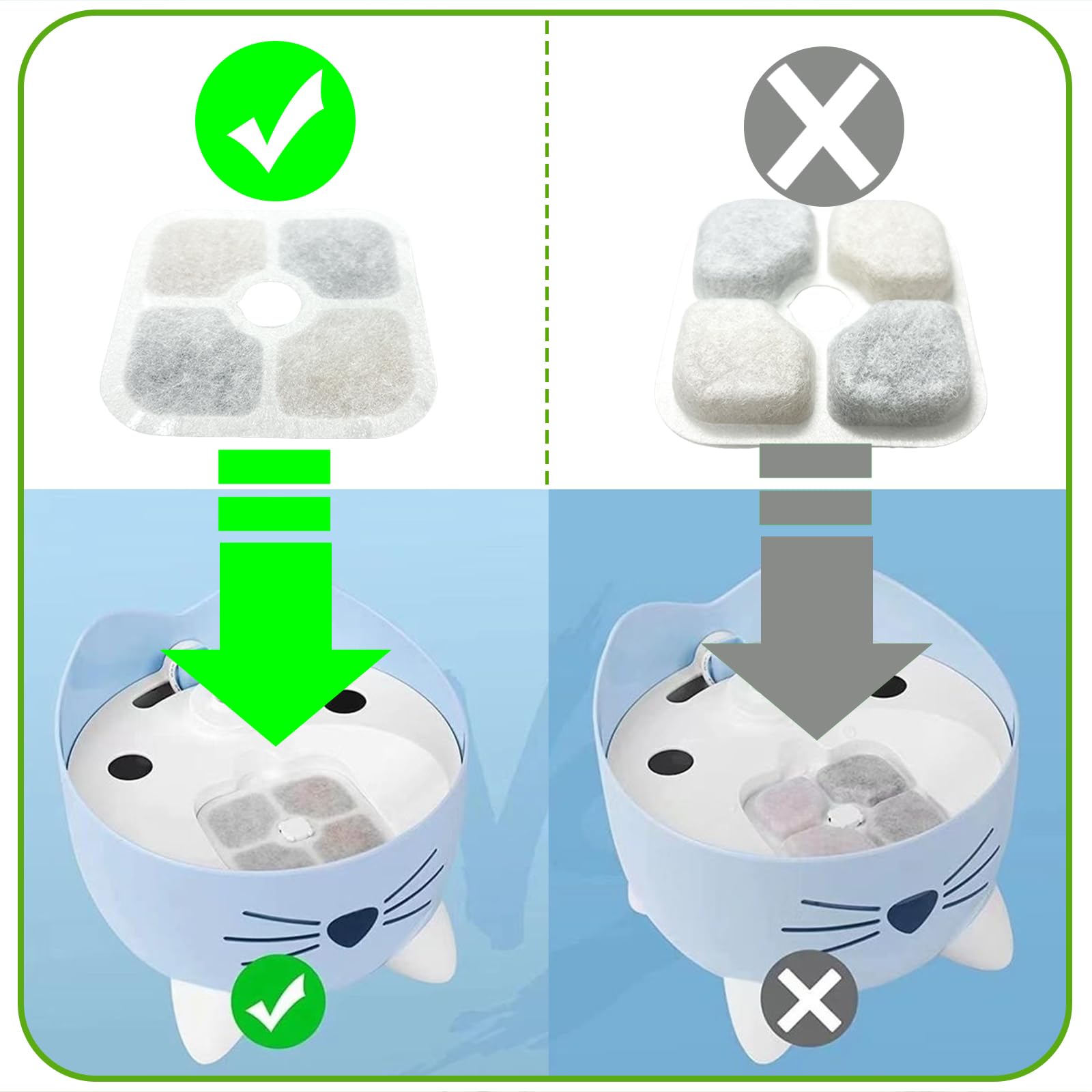 Geebymol 12-Pack Cat Water Fountain Filters, Compatible with Catit PIXI, Triple Filtration System with Activated Carbon - Image 4