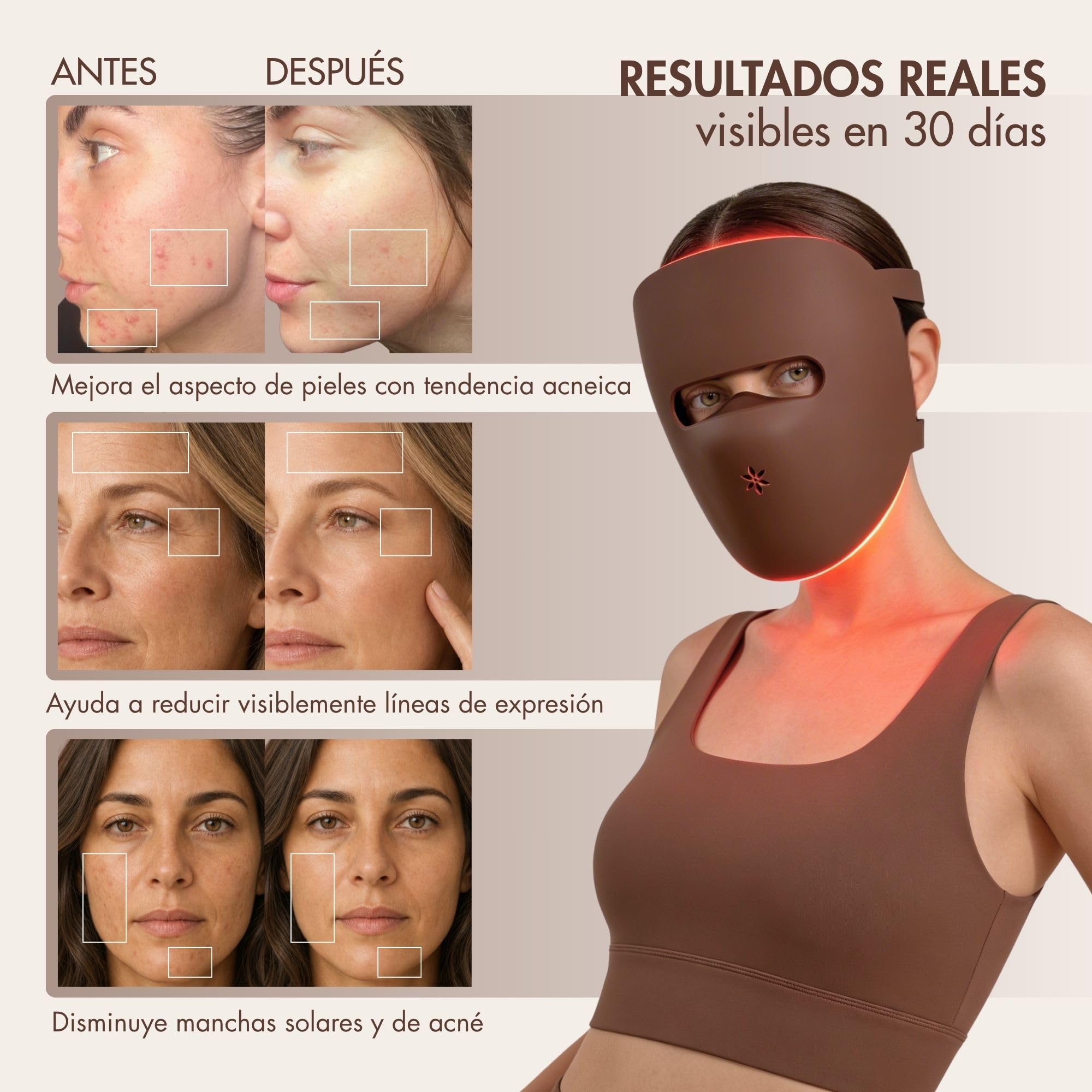 Mascara Led Facial Profesional con NIR y 4 Modos LED fototerápia - Mascarilla Led Portátil con 326 LED NIR, Rojo, Verde y Ámbar - Red Light Therapy Mask - Incluye Bolsa y Cargador