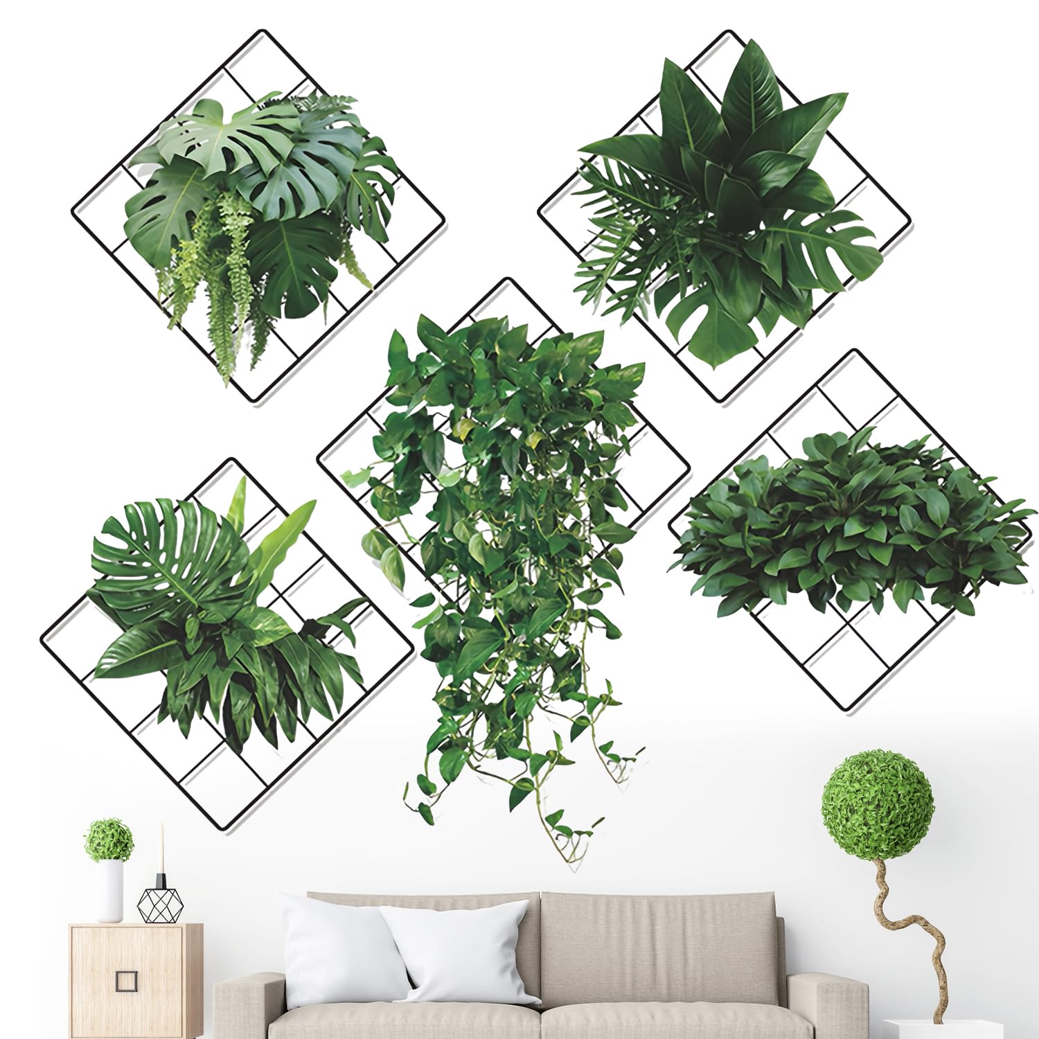 Fufuquare Sticker Muraux Aux Feuilles Vertes Et à La Vigne De