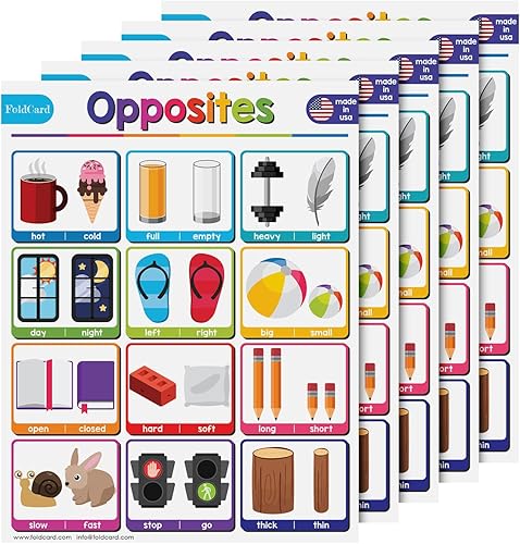 Tabla de opuestos para niños de preescolar a grado 1  Brillante y colorido para educación visualayuda de aprendizaje para decoración de aula o hogar