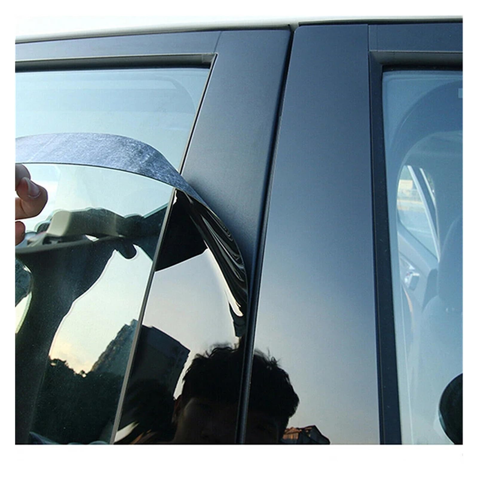 NEGRO Auto Pilastro Messaggi Nero Lucido Porta Finestra Stampaggio Copertura Adesivi Accessori for Hyundai Tucson 2016-2022