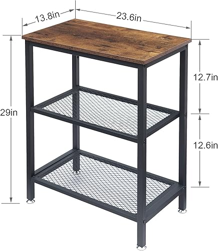 Miniatura 8 de VECELO Tall End Side Tables,30" Height Nightstand with 3-Tier Storage Shelf for Bedroom Living Room, Easy Assembly,Industrial Style, Brown