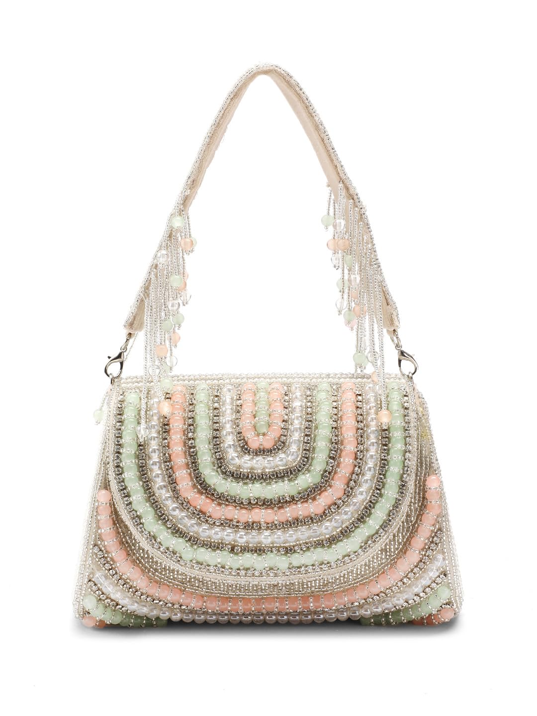 Blush & Bead Silver Embellished Velvet Clutch for Women | Ideal for Weddings, Parties & Festive Occasions-image-35