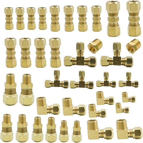 Legines 38 piezas de latón D.O.T Freno de aire de nylon Tubería de montaje surtido Kits