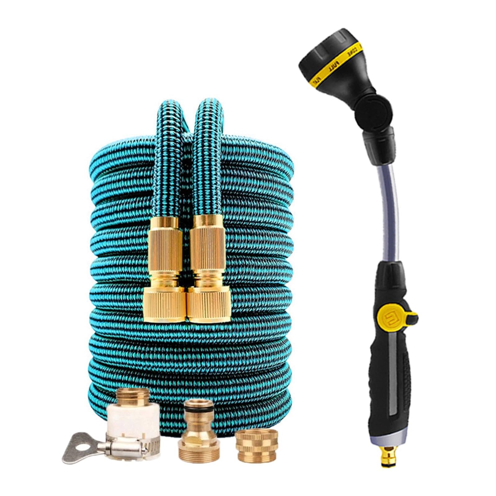 Pistola pulverizadora con manguera Boquilla, Manguera de agua jardín expandible con rociador giratorio y alta presión, sin torceduras, 17-125 pies(Hose Set 06,17FT)