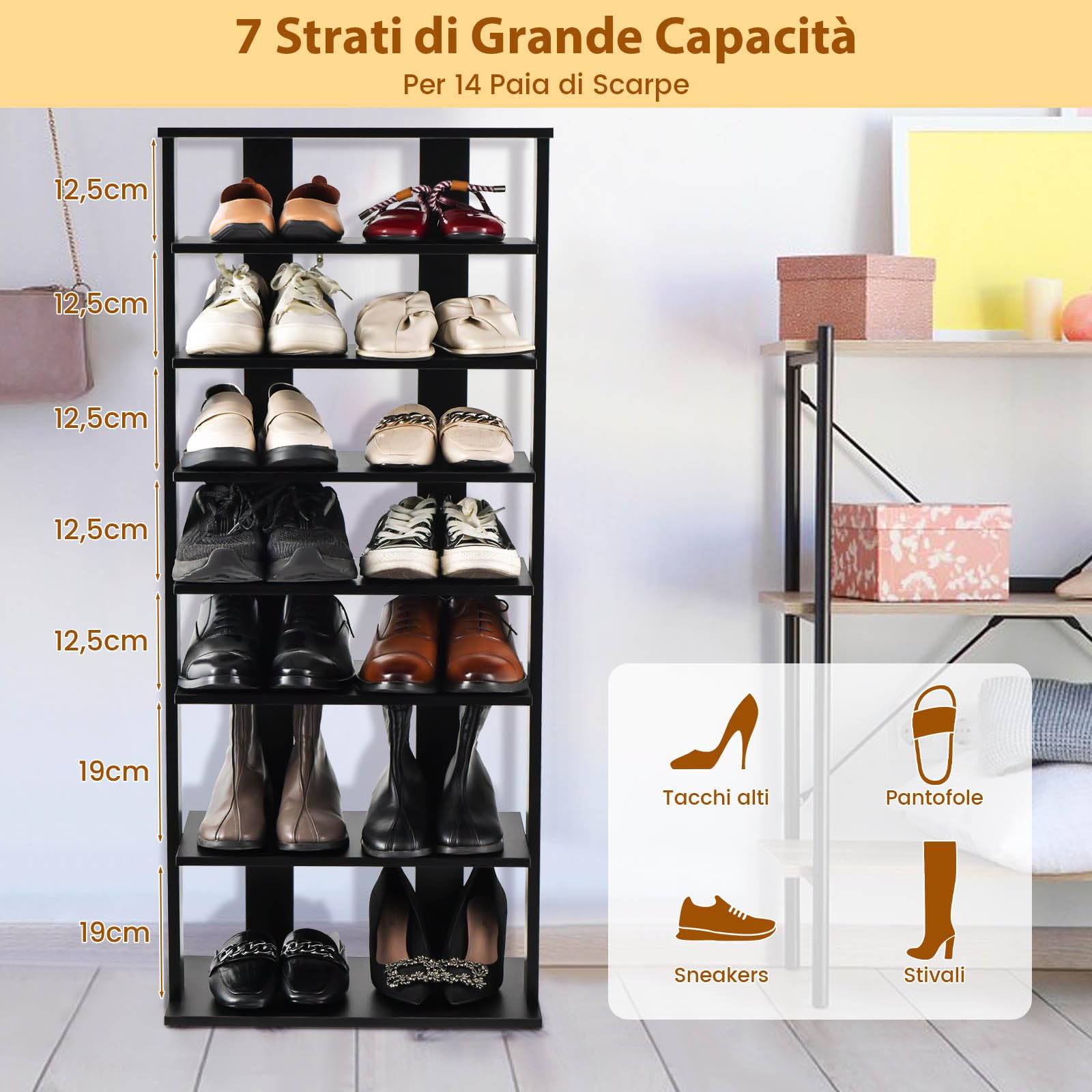 SONGMICS Scarpiera, 10 Ripiani, Scaffale Portascarpe Da Ingresso 28 X