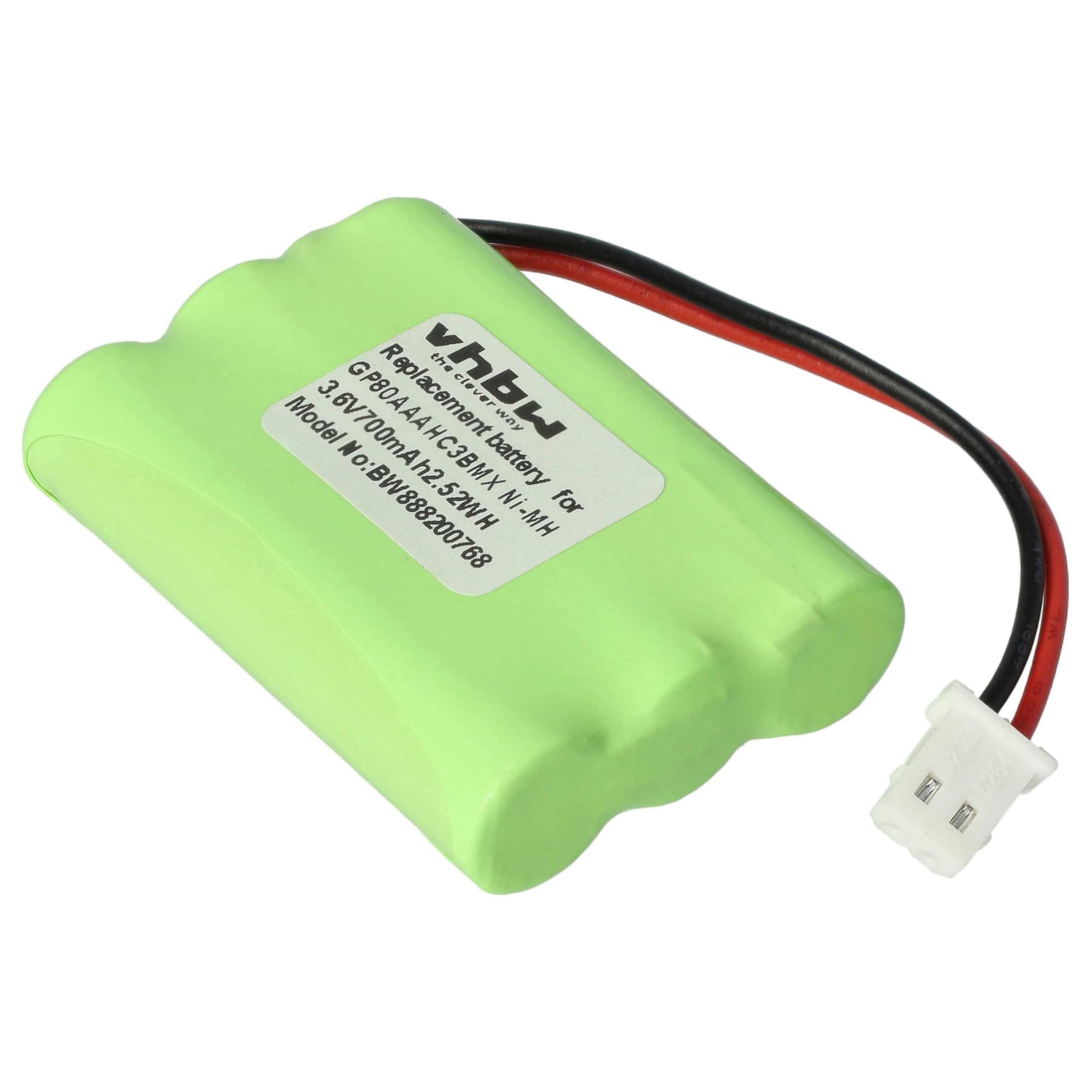 vhbw Batterie Remplacement pour Motorola HRMR03, GP80AAAHC3BMX pour Moniteur bébé, babyphone (700mAh, 3,6V, NiMH)