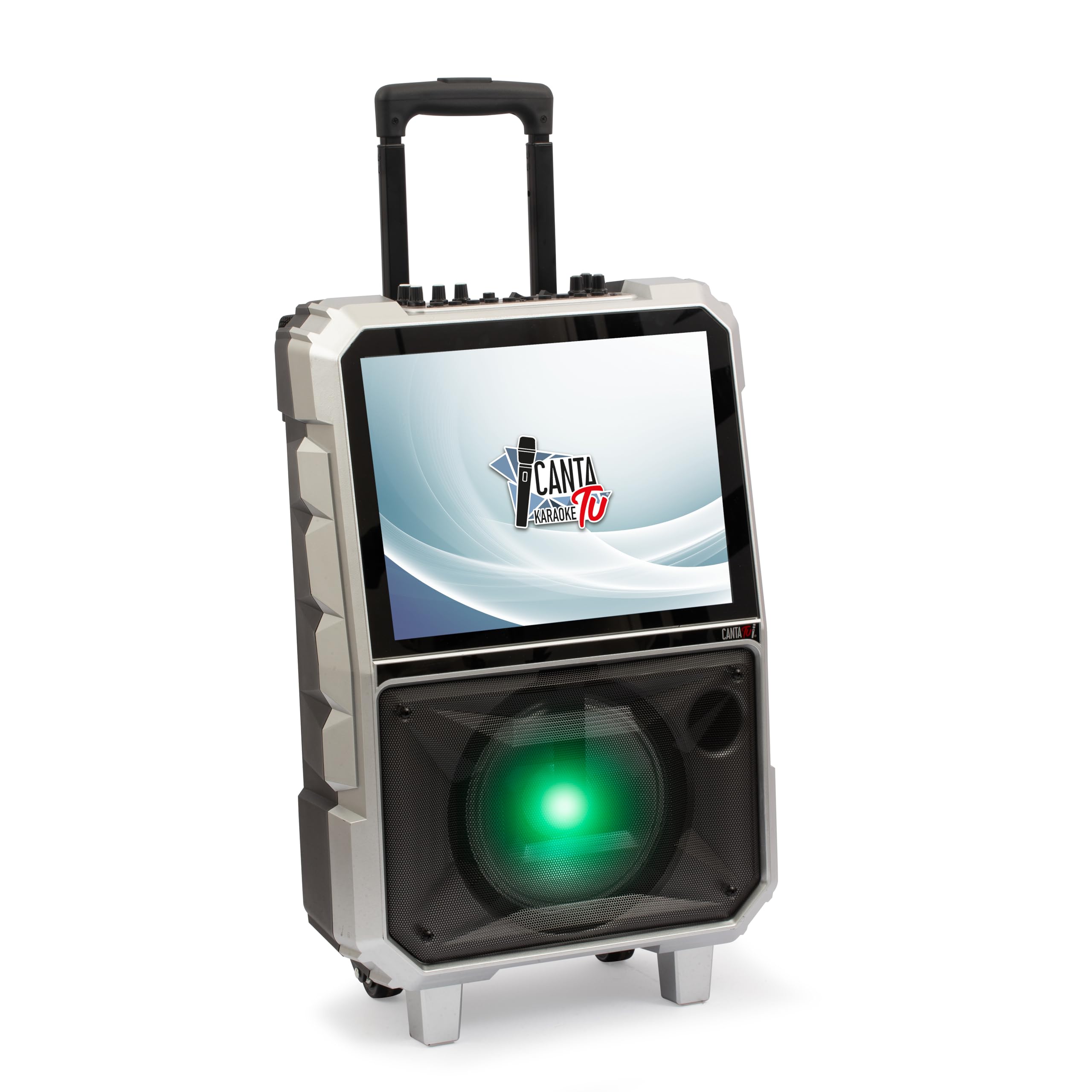 Canta Tu Karaoke 1.5 2024-Karaoke Professionale Con Microfono Wireless, Nuovo Sistema Operativo, Display Touch Più Ampio,Connessione Wi-Fi, Effetti Vocali, Batteria Ricaricabile,Voice Changer, Argento