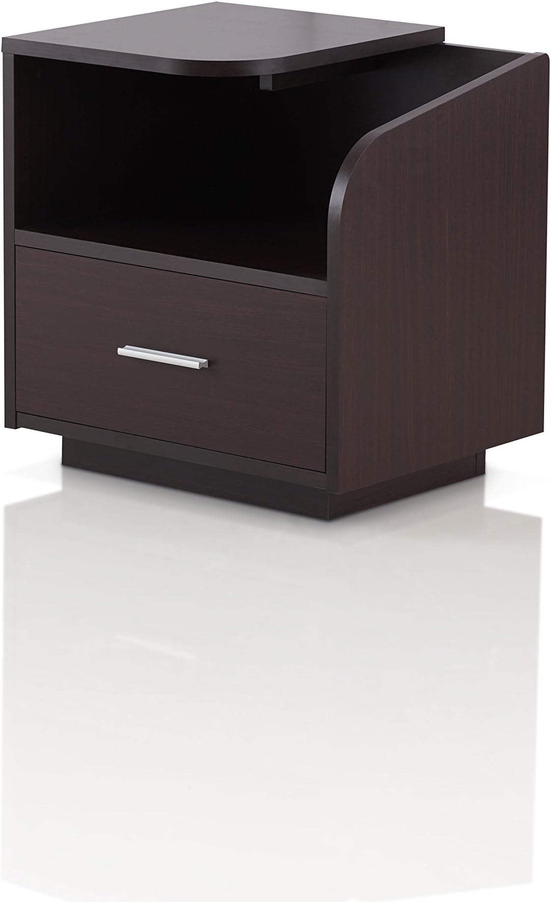 Furniture of AmericaChard Contemporary Wood End Table with 1-Drawer, Walnut