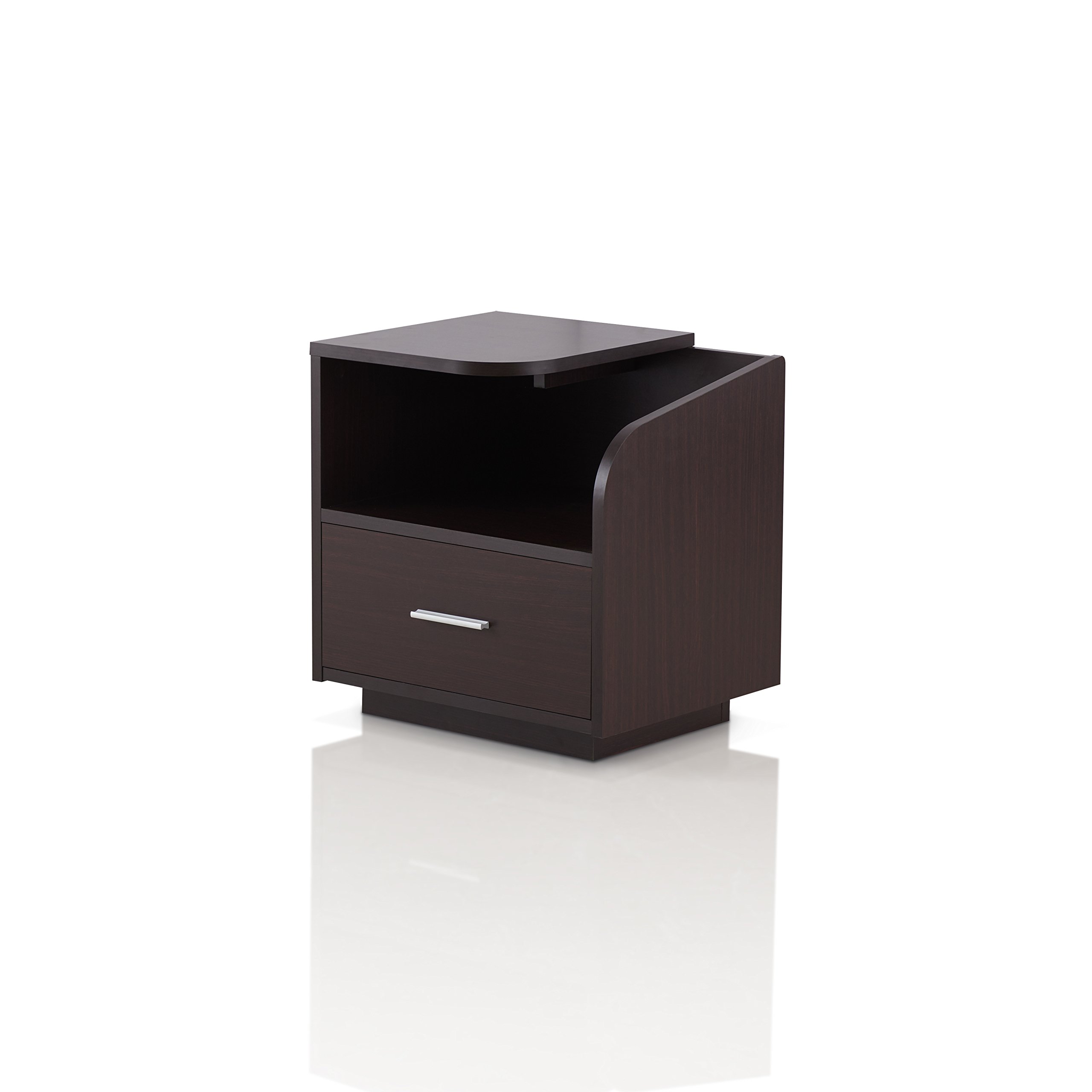 Furniture of AmericaChard Contemporary Wood End Table with 1-Drawer, Walnut