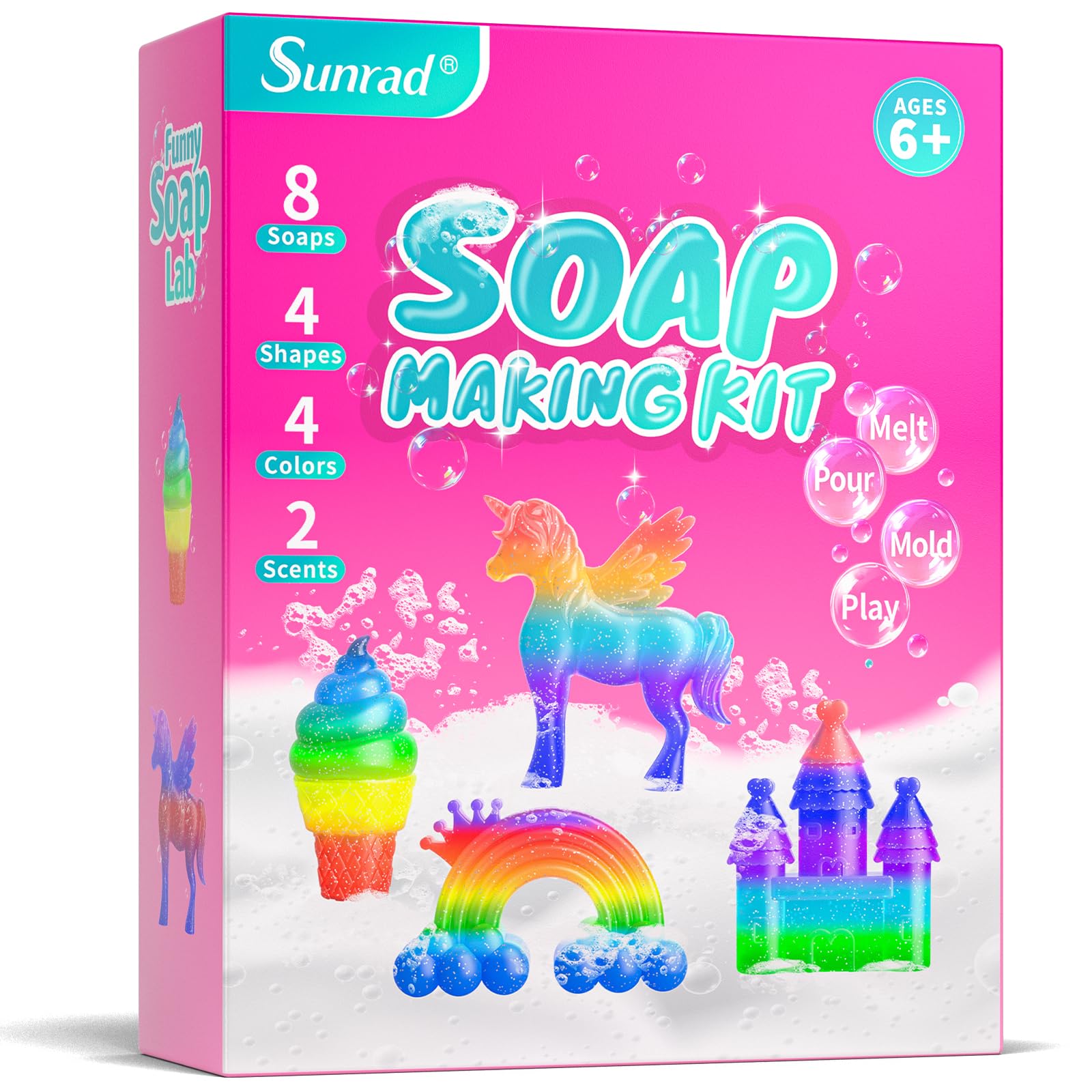 SunradUnicorn Soap Making Kit for Kids Age 6-12+, Arts and Crafts Kits for Kids Girls Birthday Gifts, DIY Craft Science Toys STEM Creative Activity Make Your Own Soap Kit for Girls & Boys