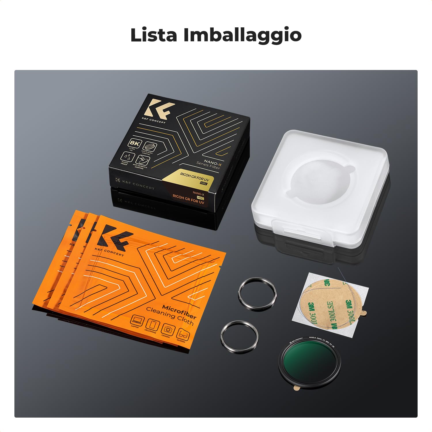 K&F CONCEPT Filtro Protettivo UV Compatibile con Ricoh GR IV GR IIIx GR IIIx HDF GR3X HDF GR III GR III HDF GR3 HDF e GR II GR2, Filtro UV Ultra Sottile Rivestito a 28 Strati