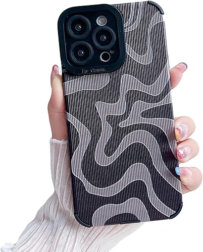 Miniatura 1 de Diseñada para iPhone 13, funda de piel sintética suave TPU y bonito arte ondulado pintado para mujeres y hombres, compatible con iPhone (grisiPhone