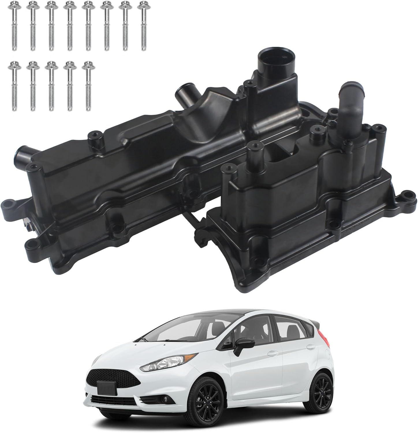 Aluminum Engine Valve Cover with Gasket Compatible with 2013-2019 Ford Escape Fiesta Fusion Transit Connect 1.6L L4 Replaces BM5Z6582A BM5Z-6582-A