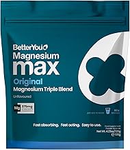 BetterYou Magnesium Glycinate, Citrate & Malate Supplement | 1942mg Magnesium Max Powder - Unflavoured, 3-in-1 Powder 375mg Elemental Absorbtion, Fast Absorbing, Fast Acting & Easy to Use