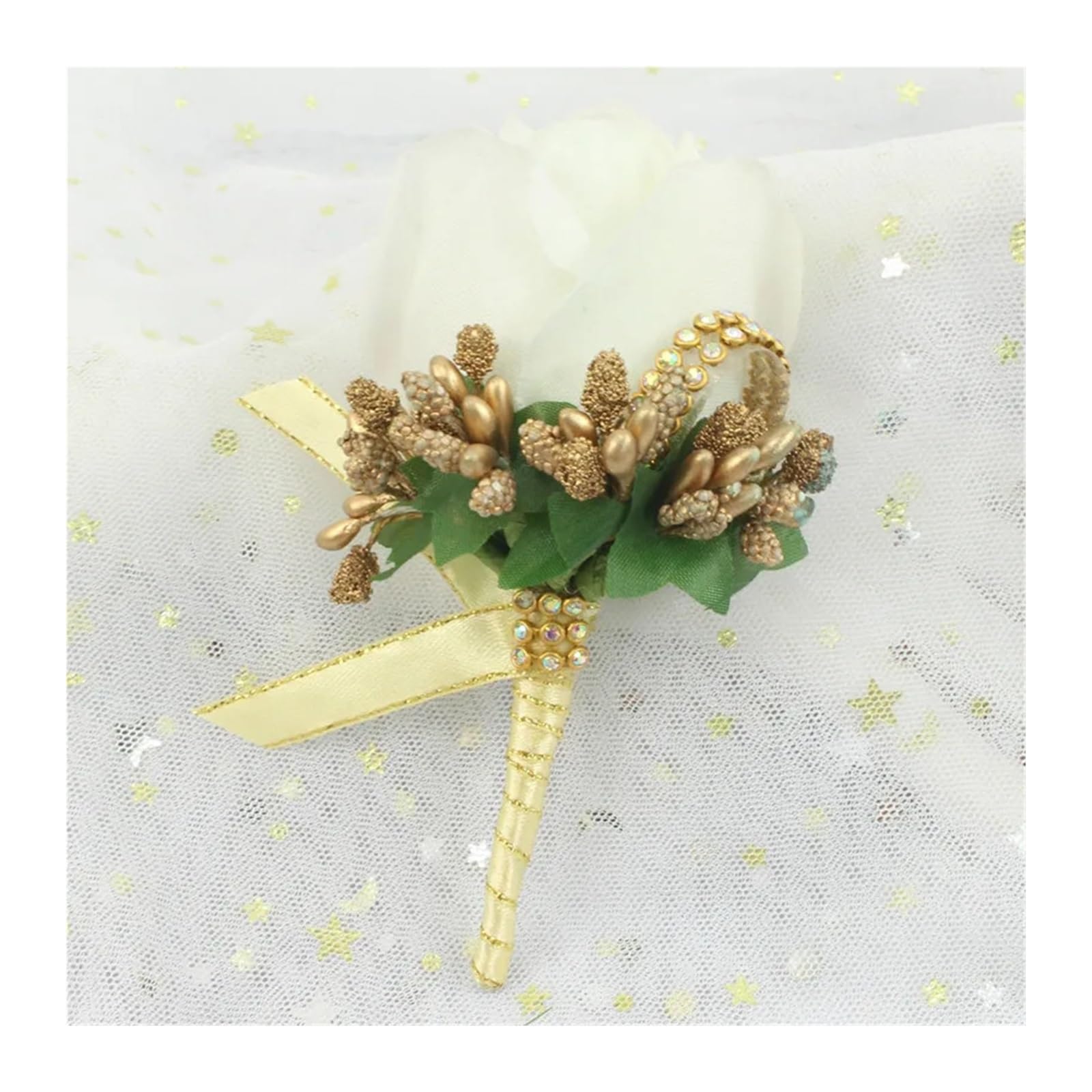 Confezione da 2 fiori artificiali fatti a mano da uomo con spilla per sposi e sposi per feste di ballo (2 Boutonnieres rosa