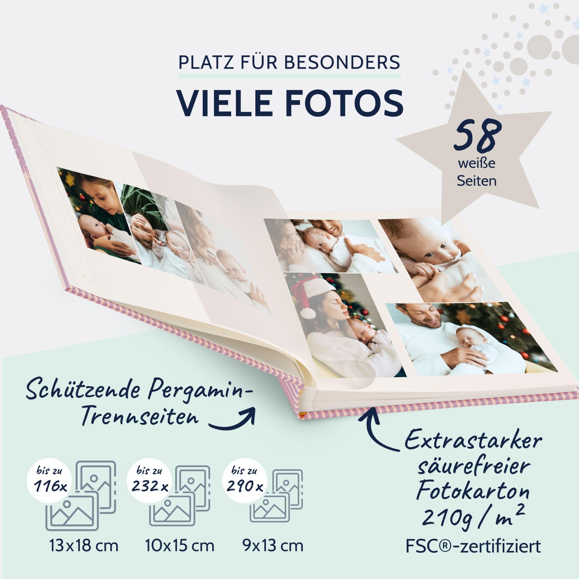 goldbuch 15801 Babyalbum mit Fensterausschnitt, Sweetheart, 30 x 31 cm, Baby Fotoalbum mit 62 weißen Seiten, davon 4 illustriert und 58 blanko, Fotobuch mit Pergamin-Trennblättern, Kunstdruck, Pink
