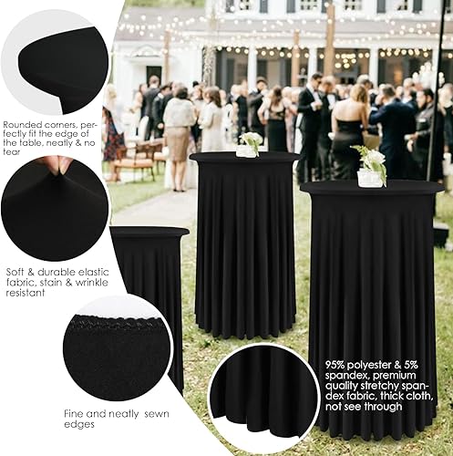 Miniatura 67 de Faldas de mesa negras para mesas rectangulares de 6 pies, funda de elastano para mesas de 6 pies, mantel elástico, lavable, resistente a