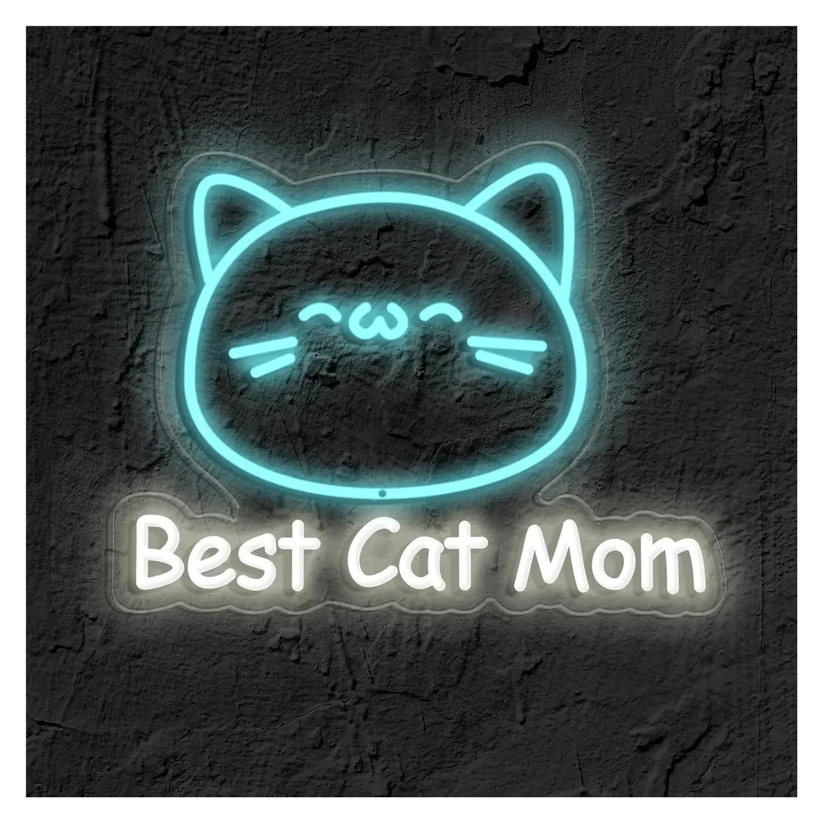 Scritta luminosa Insegna Al Neon Best Cat Mom/Dad Per Spazi A Tema Animali Domestici, Decorazioni Per Feste E Club, Luce Da Camera Per Amanti Degli Animali 39х29cm(UN)