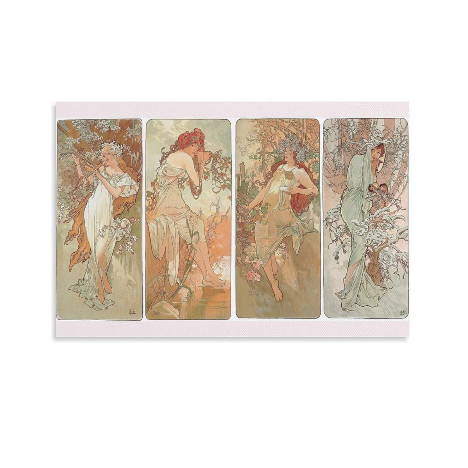 Girls Four Seasons by Alfons Mucha Poster Print Photo Art Painting Canvas Poster Home Modern Decor Posters 20x30inch(50x75cm)