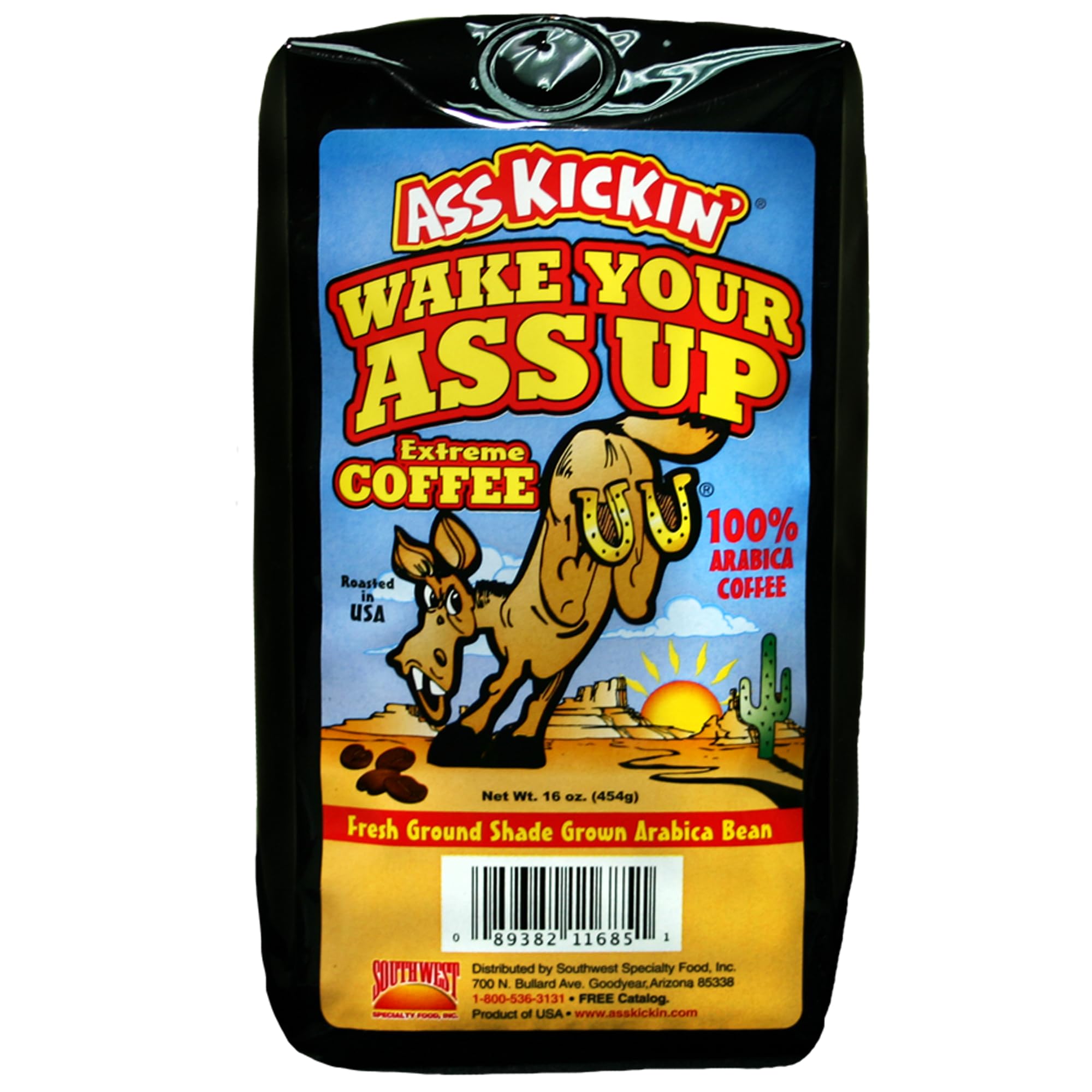 Wake Your Ass Up Extreme Coffee - 1lb Fresh Ground Shade Grown Arabica Bean Coffee - 1 pound