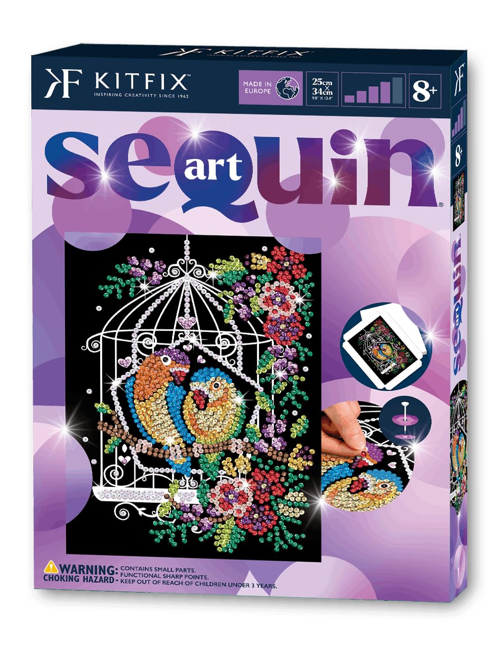 Kitfix - Sequin Art Purple - Birdcage - Creative Set - 27 x 36cm - Craft Kit for Children, Teenagers and Adults Aged 8+ - 1945 — image 1