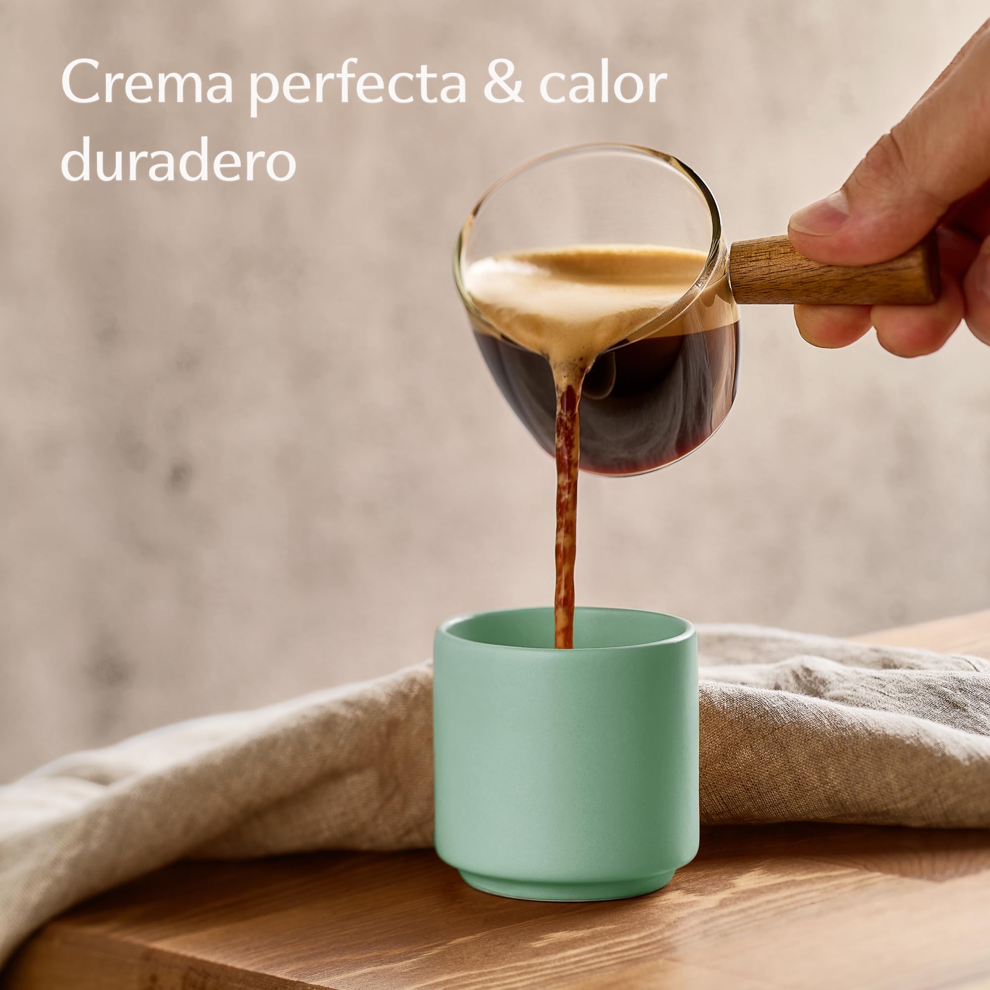 Cosumy Juego de 4 Tazas Cafe Espresso Pastel - Set Tazas de Cafe - 80 ml | Tazas apilables sin asa - Cerámica gruesa mantiene el café caliente - Aptas lavavajillas & microondas - Tazas Desayuno