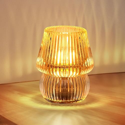 Miniatura 1 de Lámpara a pilas con temporizador, pequeña lámpara de mesa de cristal inalámbrica para decoración del hogar, cocina, baño, regalo de cumpleaños para