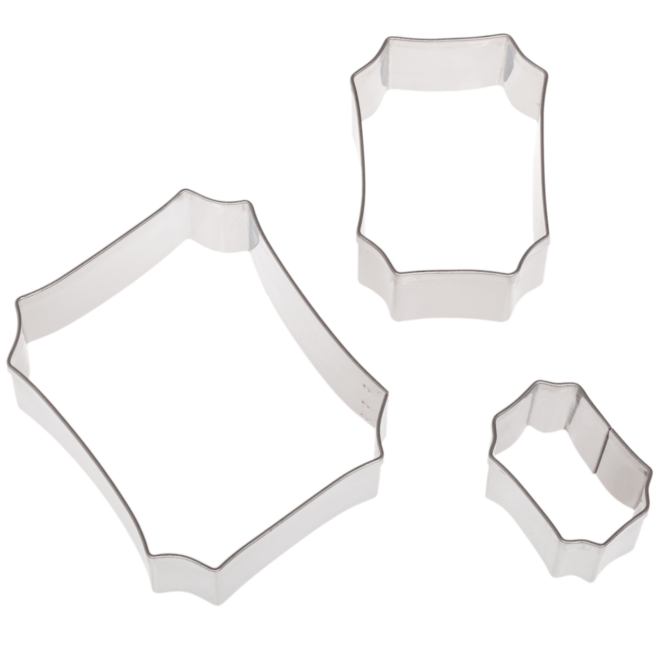 Ateco Plain Edge Plaque Shaped Cutter Set in Assorted Sizes, Stainless Steel, 3 Pc Set