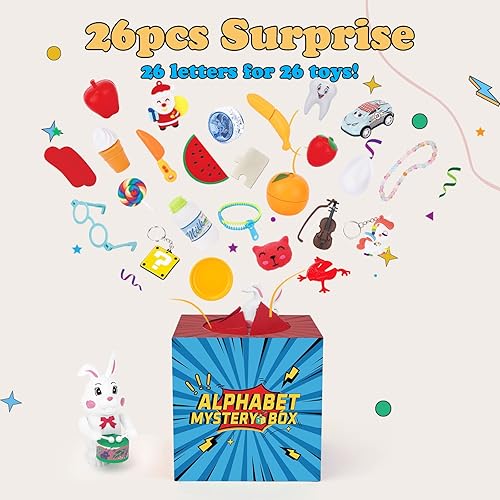 Miniatura 4 de Hoarosall 26 piezas de juguetes de aprendizaje del alfabeto, caja misteriosa del alfabeto, clasificando letras a juego, juguetes de aprendizaje