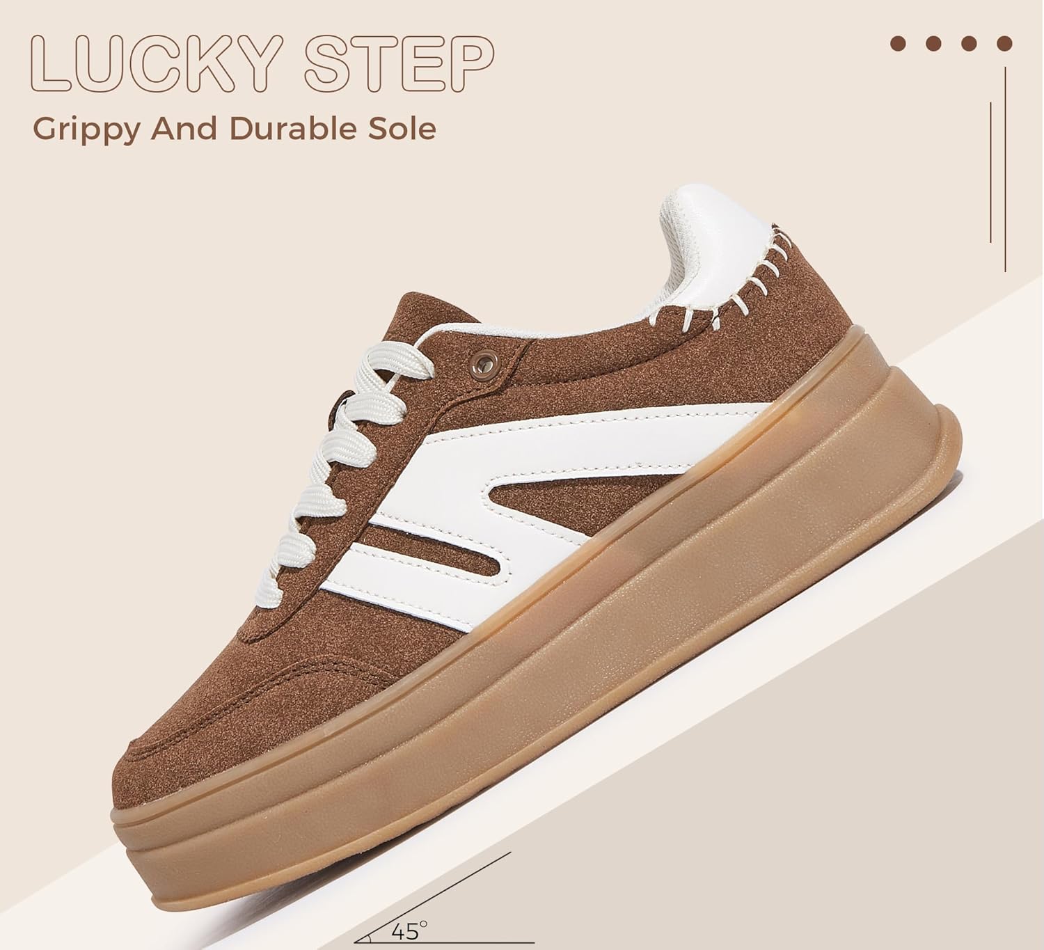 LUCKY STEP Women's Platform Retro Fashion Sneakers Classic Casual Gum Rubber Sole Skate Trainer Tennis Walking Shoes Thick Sole Trendy Footwear - Image 7