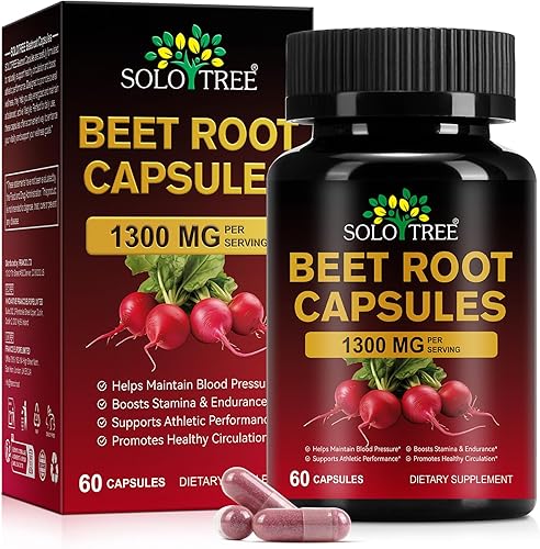 Cápsulas de raíz de remolacha de 1300 mg - Suplemento de remolacha para una circulación saludable, energía y resistencia - Sin OMG, vegano, extracto