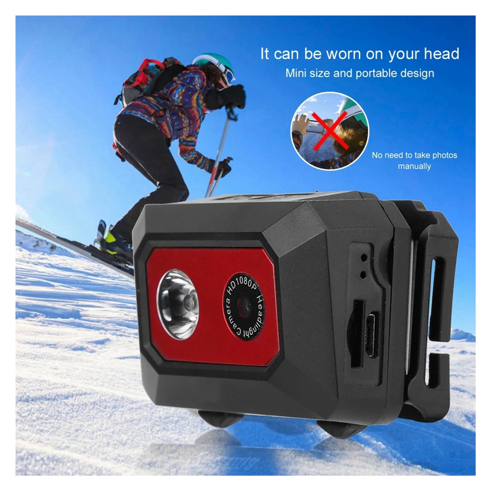 Videocamera d'azione Super HD 1080P DV Telecamera sportiva montata sulla testa Registratore DVR