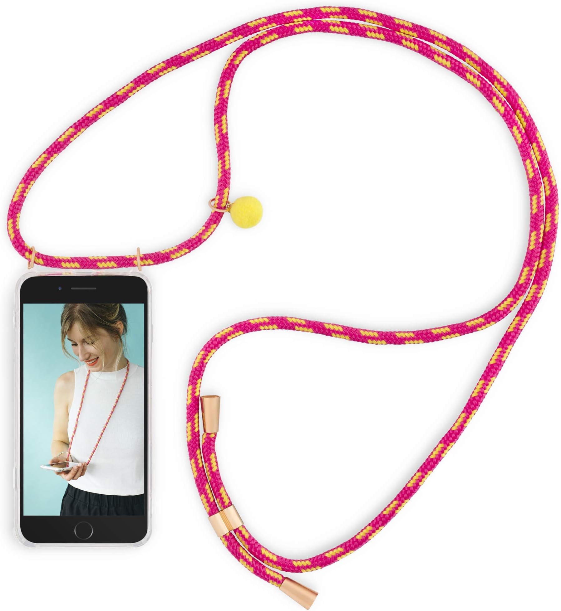 RebelCords Smartphone Necklace for iPhone 6 / 6s with Transparent Protective Case Adjustable Length Lanyard - Stylish and Super Practical - Compatible with Apple iPhone 6 / 6s