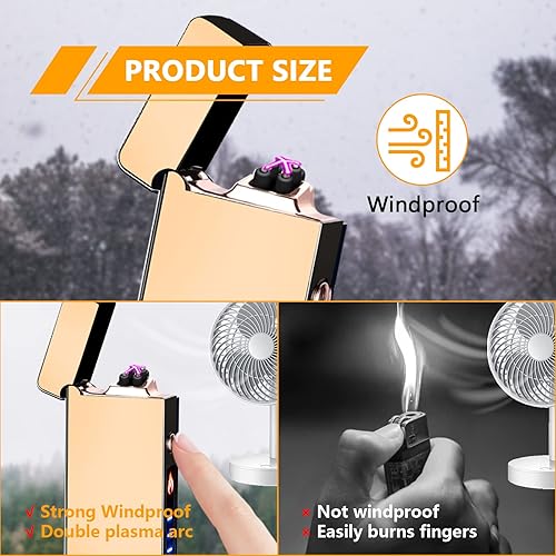 Miniatura 6 de GADATOP Encendedor de arco recargable a prueba de viento, encendedores eléctricos sin llama para exteriores, camping, senderismo, encendedor de