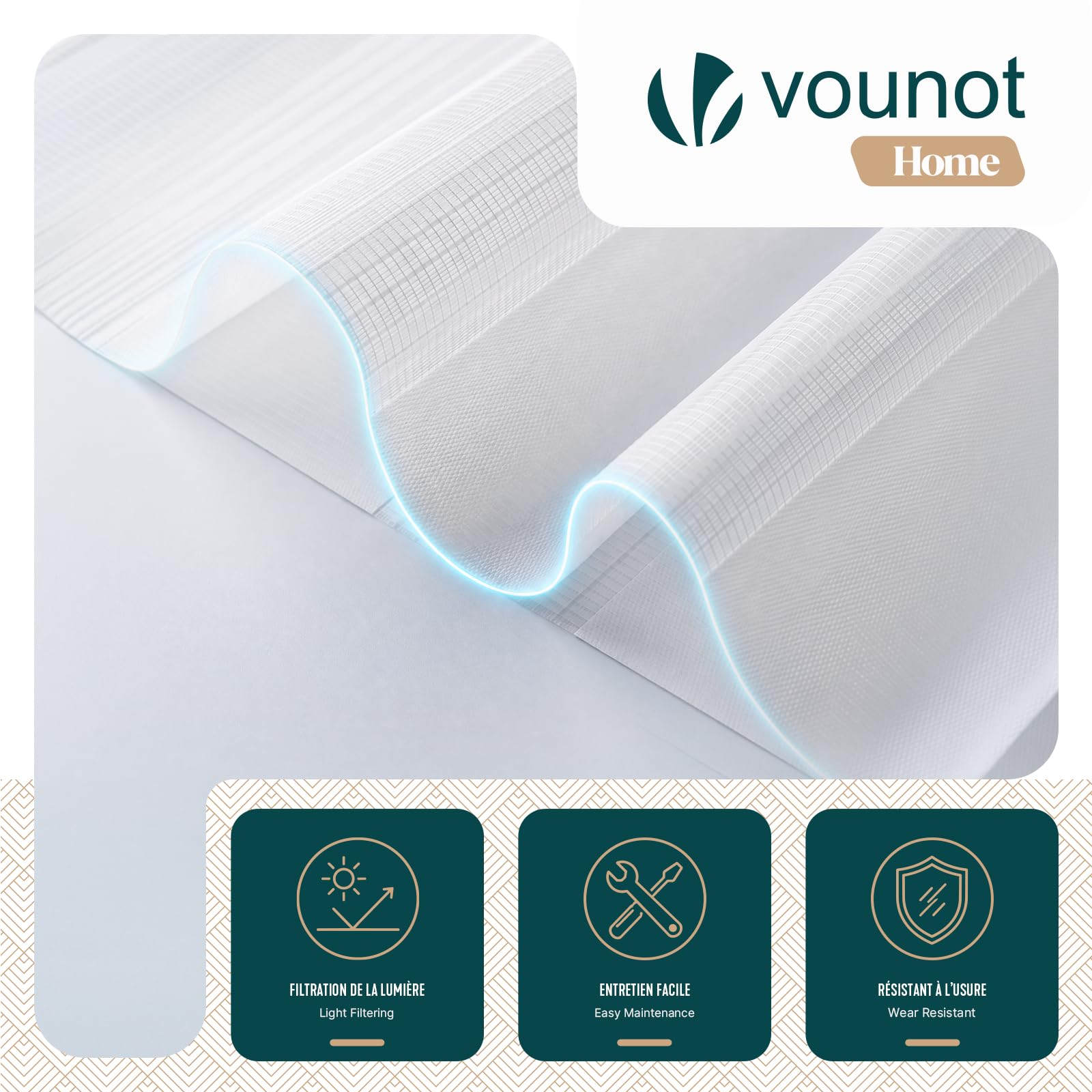 VOUNOT 2er Set Doppelrollo klemmfix ohne Bohren, Duo Rollo Klemmrollo für Fenster und Tür, lichtdurchlässig & verdunkelnd Fensterrollo, 90x150cm, Weiß