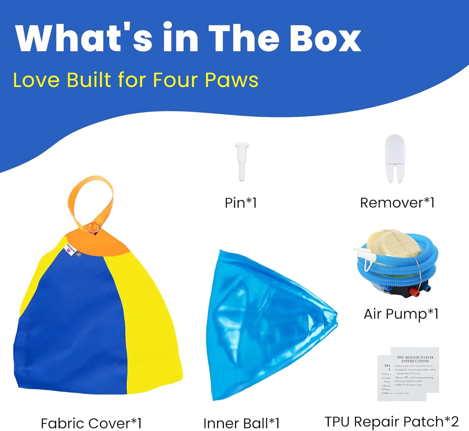 22” Herding Ball for Dogs & Puppies - Heavy Duty Thickened Oxford Cover, Includes Pump & Patch Repair Kit - Ideal for Cattle Dogs, Australian Shepherds & Active Breeds (22inch)