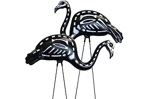GIFTEXPRESS Halloween Yard Decorations Skeleton: 2-Pack Black Flamingo Skeleton