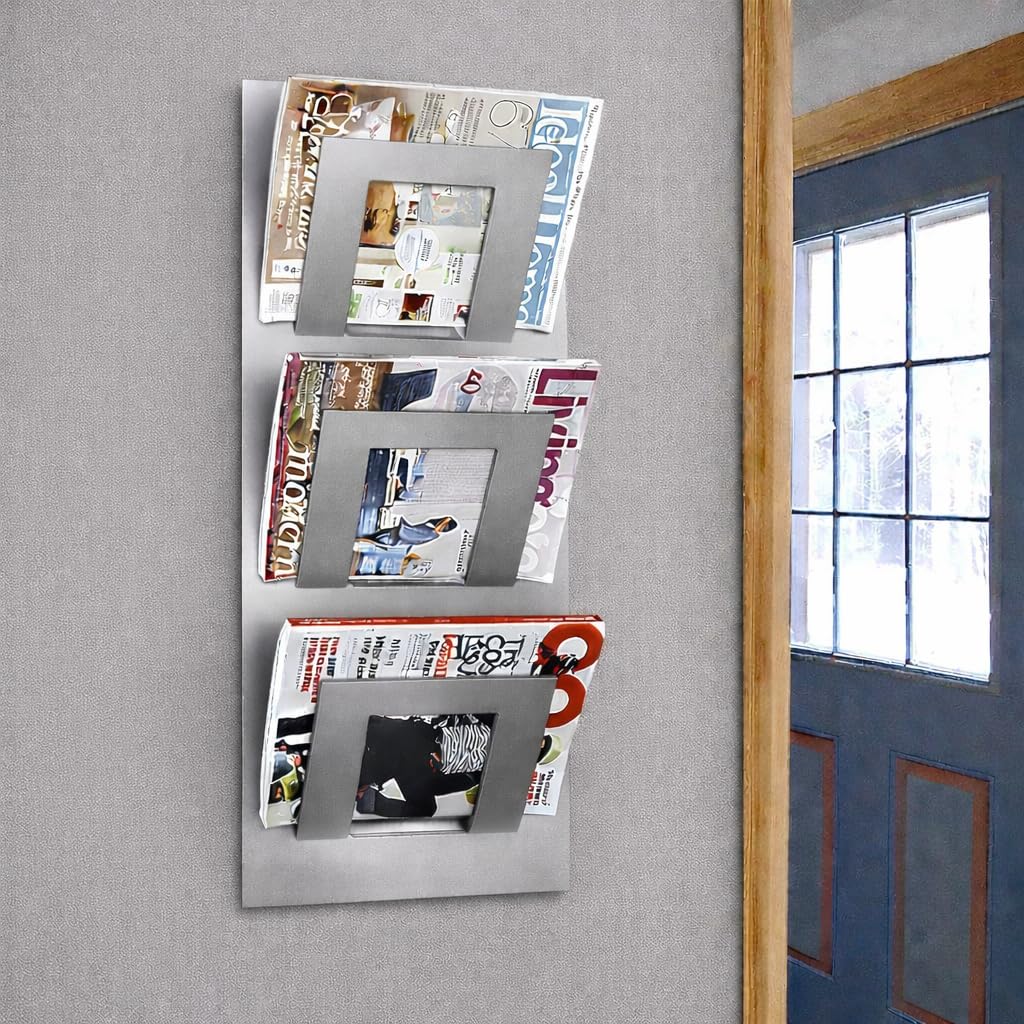 31217 Stainless steel Magazine holder / Newspaper rack wall mounted , Magazine shelf , Metal magazine organizer , Magazine racks , Magazine organizer wall mounted - Chrome-picture-11