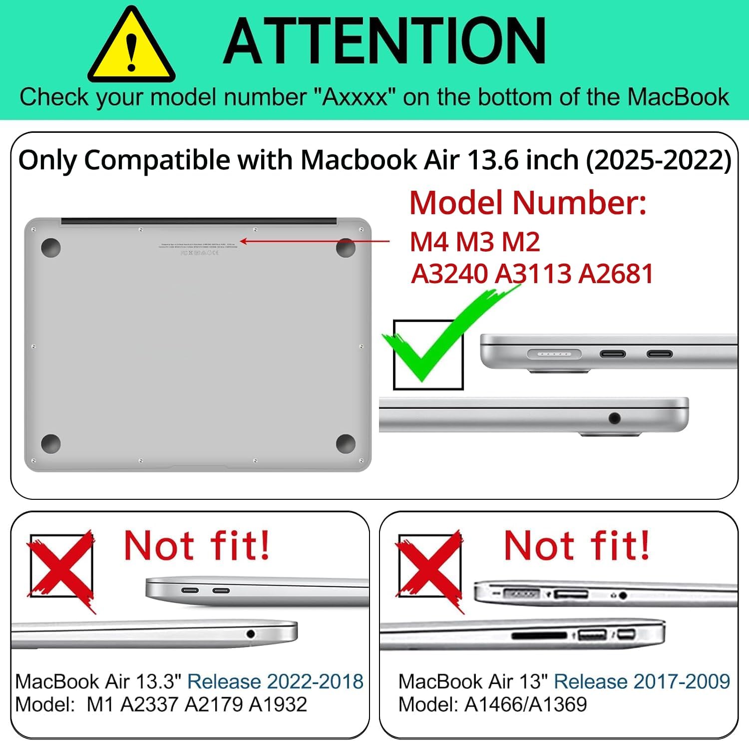AKIT Compatible with MacBook Air 13 inch Case 2026 2025 2024-2022 M4 M3 M2 A3240 A3113 A2681, Pattern Hard Shell Laptop Case+Screen Protector+Keyboard Cover for MacBook Air 13.6 inch, Black Wave - Image 2