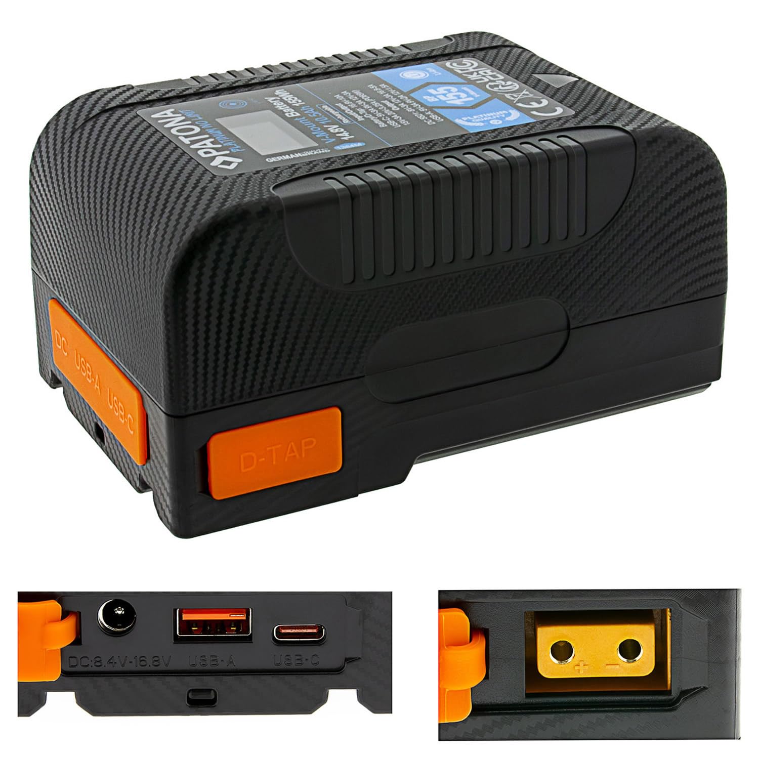PATONA Platinum 155Wh V-Mount Akku 10500mAh PD65W USB-C, D-Tap, USB-A & DC – Ansicht 7