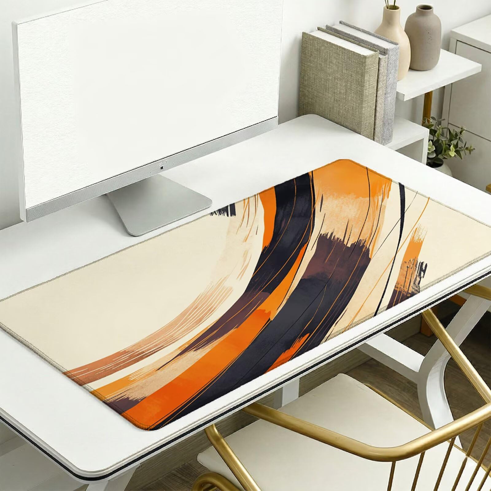 Alfombrilla Ratón XXL 1200 x 600 x 3 mm, Alfombrilla Escritorio, Moderno Grande Protector de Mesa con Base de Goma Antideslizante y Bordes Cosidos, Impermeable, para Oficina, PC, Gaming (Raya) L-x8094